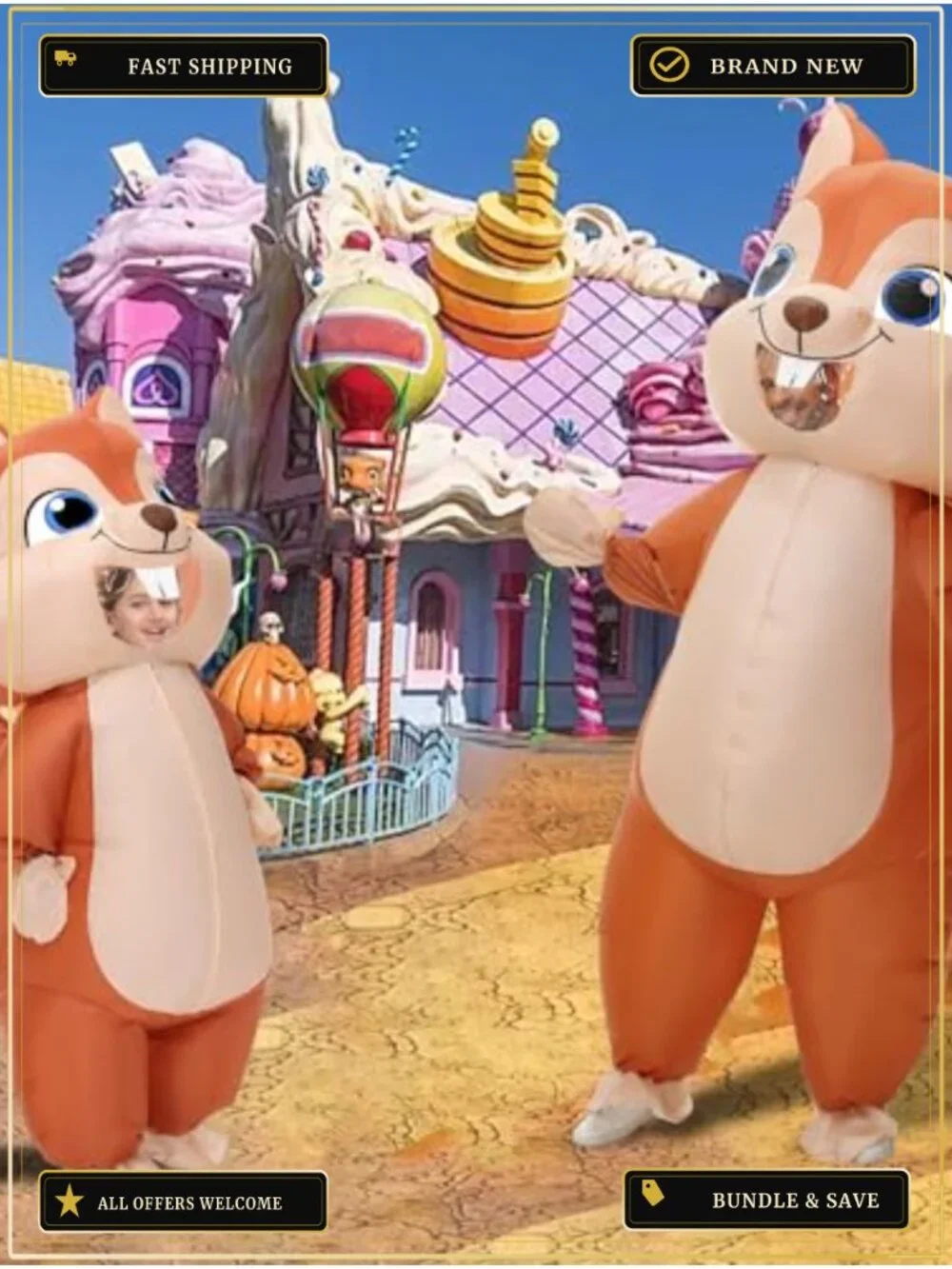 Kids Inflatable Squirrel Costume Blow Up Suit for Halloween Christmas